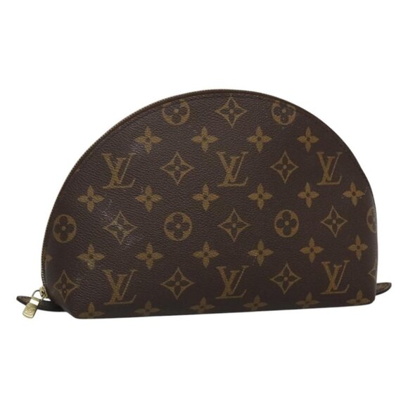 LOUIS VUITTON Monogram Trousse Demi Ronde Cosmetic Pouch M47520 LV Auth BD1294 - Picture 1 of 16